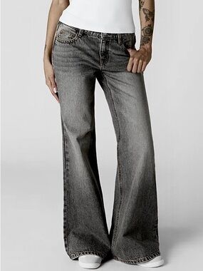 Urban Planet - Charcoal - Low Rise Super Flare Jeans (Size 5)
